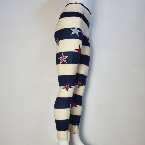 NEW LuLaRoe Navy Cream Star Leggings - Picture 2 of 7
